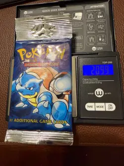 1999 Pokemon Base Set Booster Pack Long Crimp Hanger Blastoise Art 21g Heavy - Image 1