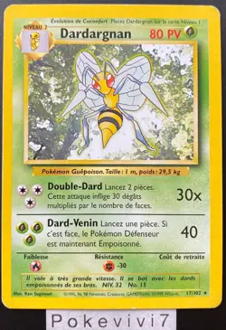 Carte Pokemon DARDARGNAN 17/102 Rare Set de Base Wizards FR - Image 1