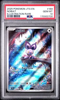 2025 POKEMON JTG EN-JOURNEY TOGETHER ILLUSTRATION RARE #169 NOIBAT PSA 10 - Image 1