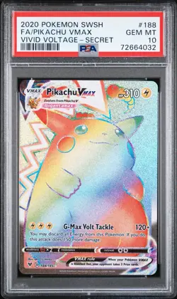 2020 POKEMON SWORD & SHIELD VIVID VOLTAGE SECRET FULL ART/PIKACHU VMAX PSA 10 - Image 1