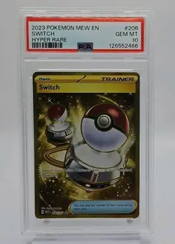 SWITCH - PSA 10 - 2023 POKEMON MEW EN-151 HYPER RARE #206 TCG GEM MINT - Image 1