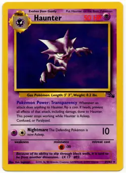 Haunter 21/62 Fossil Set - Non-Holo Rare Pokemon Card - NM - Image 1