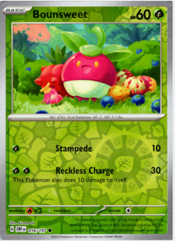 Bounsweet 016/197 | Obsidian Flames | Common Reverse Holo | NM Pokemon Card - Image 1