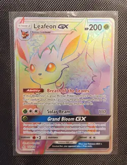 Pokemon Leafeon GX Secret Rare Card 157/156 Sm-Ultra Prism Rainbow Rare - Image 1