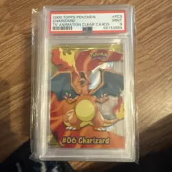 PSA 9 MINT Pokemon Charizard Topps Clear Card PC3 2000 TV Animation - Image 1