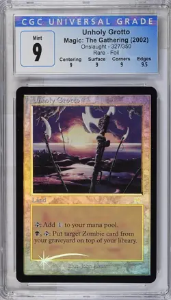 UNHOLY GROTTO Onslaught Foil Rare CGC 9 Q+ MTG [Nostalgium] - Image 1