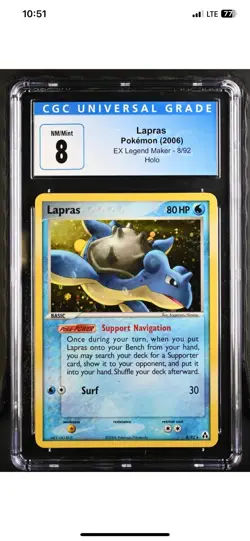 Pokemon Lapras 2006 EX Legend Maker Holo Foil #8/92 CGC 8 - Image 1
