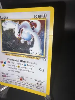 Pokemon TCG Lugia Neo Genesis Holo Rare Card 9/111 Unlimited Edition Damaged - Image 3