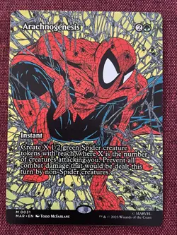 Arachnogenesis FULL ART NM/M MTG Spiderman Magic Card - Image 1