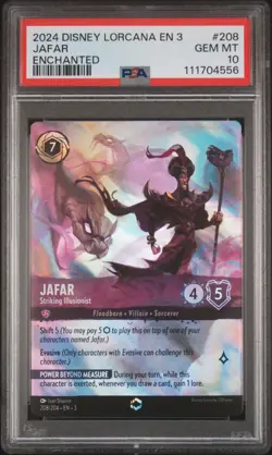 Disney Lorcana Jafar Striking Illusionist Enchanted EN3 #208/204 PSA 10 GEM MINT - Image 1