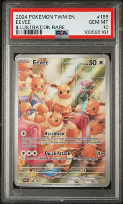 2024 POKEMON TWM EN-TWILIGHT MASQUERADE ILLUSTRATION RARE #188 EEVEE PSA 10 - Image 1
