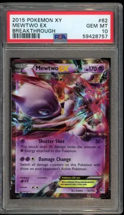2015 Pokemon XY Breakthrough Mewtwo EX Ultra Rare 62/162 PSA 10 GEM MINT - Image 1