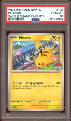 PSA 10 Pikachu 190 SVP World Championships 2024 PROMO Pokemon Card GEM MINT - Image 1