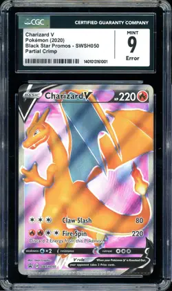 Charizard V SWSH050 Champions Path ETB PROMO Pokemon Card CGC 9 ERROR CRIMP - Image 1