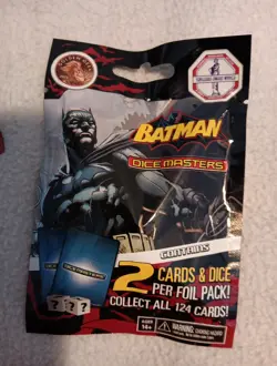 Batman Dice Masters Foil Packs Of 2 Cards Plus Dice Lot Of 5 Unopened Sets - Image 2