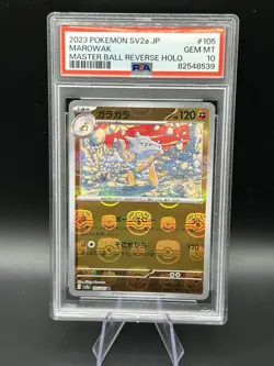 PSA 10 Marowak (Master Ball Pattern) 105/165 Sv2a: Pokemon Card 151 (Japanese) - Image 1