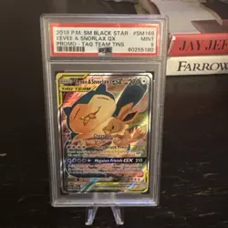 POKEMON 2019 SM BLACK STAR FULL ART EEVEE & SNORLAX GX PROMO #SM169 PSA 9 - Image 1