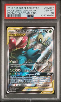 2019 Pokemon Black Star Promo Celebi & Venusaur GX Full Art #SM167 PSA 10 GEM MT - Image 1