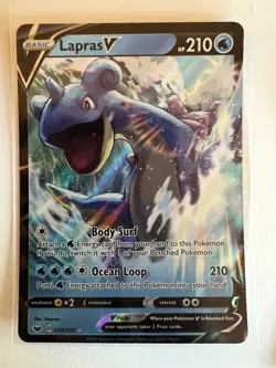 Pokemon TCG Lapras V Sword & Shield Base Set 049/202 Holo Ultra Rare - Image 1