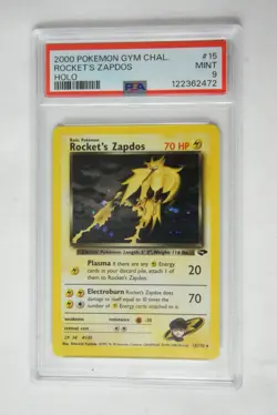 Pokemon TCG 2000 Gym Challenge Rockets Zapdos Holo #15 PSA Mint 9 - Image 1