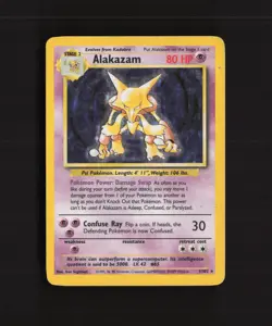 Alakazam 1/102 WOTC Base Set Unlimited Rare Holo Pokemon Card DMG - Image 1