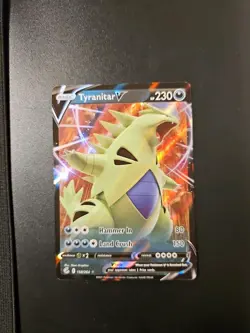 Pokemon TCG Tyranitar v Fusion Strike Holo Ultra Rare Card 158/264 NM Condition - Image 1