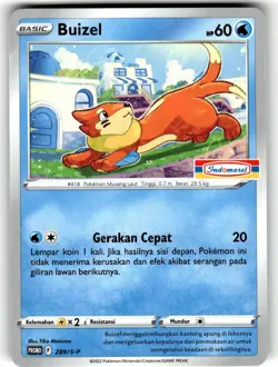 Pokemon 2020 Indonesia Buizel Promo Card 289/SM-P Stamped Indomaret - Image 1