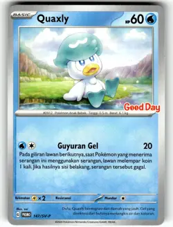 Pokemon 2024 Indonesia Quaxly Promo Card 147/SV-P Stamped Good Day BENT - Image 1
