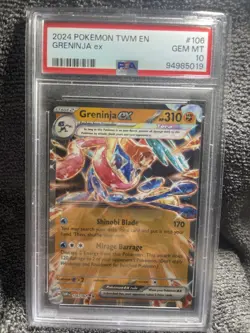 2024 Pokemon TWM EN Greninja EX 106/167 Gem Mint 10 Card #106 - Image 1