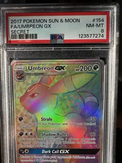 Pokemon Umbreon GX Full Art Holo Rainbow Secret Rare PSA 8 - Image 4