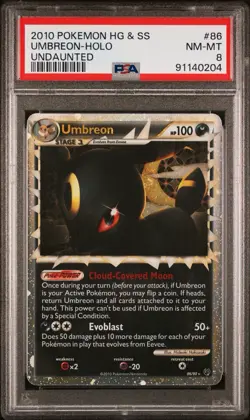 2010 Pokemon HG SS UMBREON UNDAUNTED (Prime) 86/90 Undaunted Holo PSA 8 - Image 1