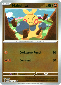 Makuhita (Reverse Holo) 072/132 - Mega Evolution - Pokemon - NM/M Ships Now - Image 1
