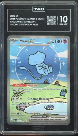 2024 Pokemon Paldean Fates Mew ex 232/091 Special Illustration Rare TAG 10 - Image 1
