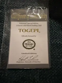 Pokemon Togepi 23 Karat Gold Plated Trading Card with Sealed COA - Burger King - Image 4