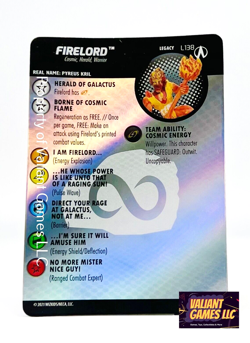 Marvel Heroclix Firelord #L138 Legacy Card Fantastic Four Storyline Set - Image 1