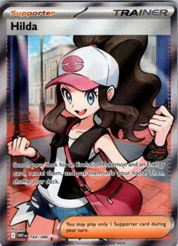 Hilda 164/086 Full Art Ultra Rare White Flare Holo Pokemon TCG Card NM Condition - Image 1