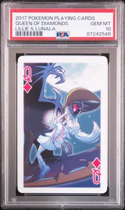 PSA 10 Lillie & Lunala 2017 Pokemon Playing Cards Queen of Diamonds - Image 1