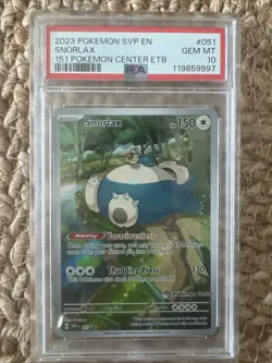 Pokemon Snorlax 151 Pokemon Center ETB Illustration Rare Promo SVP en 051 PSA 10 - Image 1