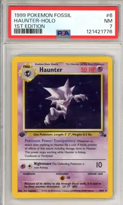 Pokemon TCG Fossil 1st Edition Haunter 6/62 Holo PSA 7 NM - Image 1