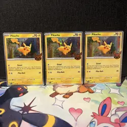 3x Pikachu 018/091 Trick or Trade Cosmos Holo Pokemon MINT Pack Fresh - Image 1