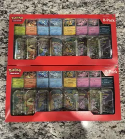TWO Pokemon TCG Scarlet & Violet Prismatic Evolutions 8 Mini Tins Sealed Costco - Image 1