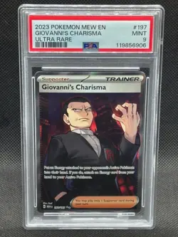 2023 PSA 9 MINT Pokemon Giovanni's Charisma 197/165 Full Art Scarlet Violet 151 - Image 1