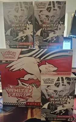 Pokemon TCG Etb White Flare Box Booster Bundle White Flare Sealed Lof Of 4 - Image 1