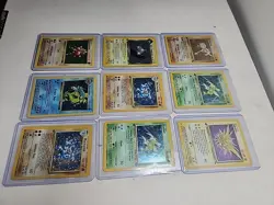 WOTC POKEMON 9 CARD VINTAGE 1ST EDITION SHADOWLESS LOT GYRADOS SCYTHER ZAPDOS - Image 1