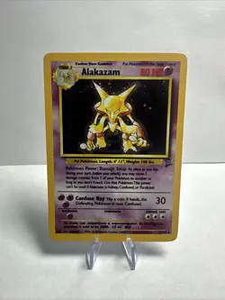 Pokemon TCG Alakazam Holo Rare Trading Card 1/130 Base Set 2 CENTER SWIRL - Image 1