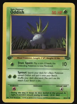 Oddish 58/64 1st Edition Jungle Common Pokemon Card - Image 3