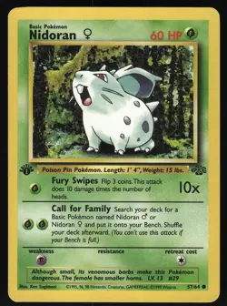 Nidoran 57/64 1st Edition Jungle Common Pokemon Card - Image 4