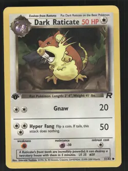 Dark Raticate 51/82 1st Edition Team Rocket Common Pokemon Card - Image 4