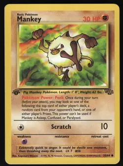 Mankey 55/64 1st Edition Jungle Common Pokemon Card - Image 5