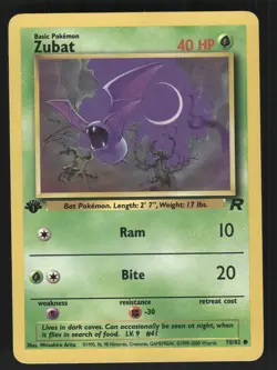Zubat 70/82 1st Edition Team Rocket Common Pokemon Card - Image 1